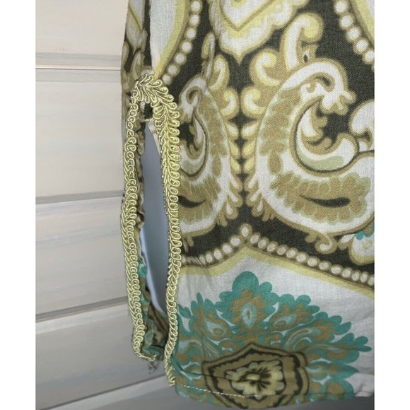 Tommy Bahama Sz SMALL Mandala Khaki Green 100% Cotton Tunic Long Sleeve VGUC - Picture 6 of 9